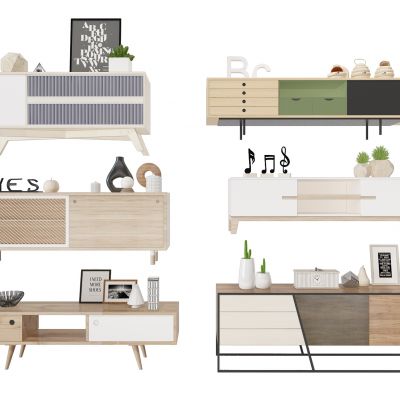 北欧实木电视柜组合