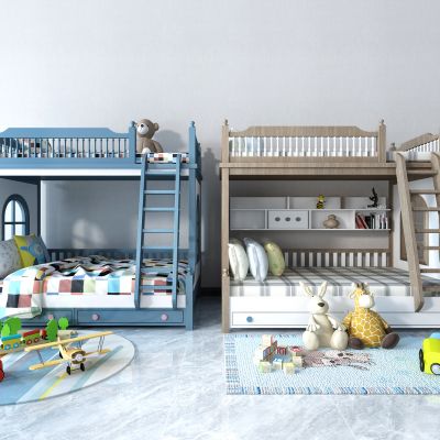 现代实木上下铺儿童床