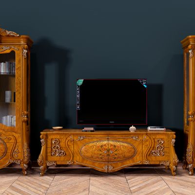 美式雕花书柜电视柜酒柜