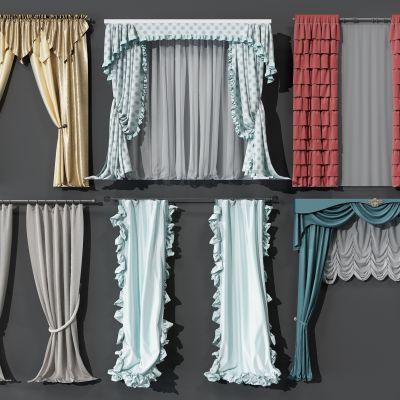 现代窗帘纱帘组合