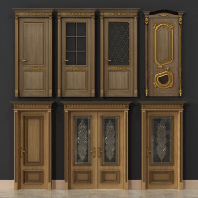 美式实木彩绘玻璃艺术玻璃木门