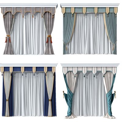 新中式布艺窗帘组合