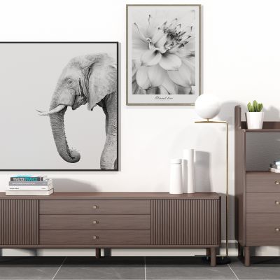 现代电视柜装饰品挂画组合电视柜