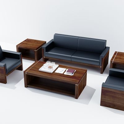 现代办公皮革沙发