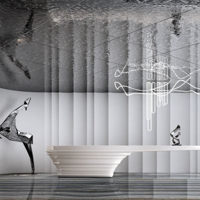 现代办公会所大堂前台接待台