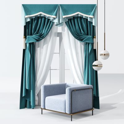 欧式窗帘休闲椅组合