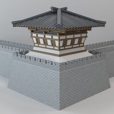 中式古建城门楼城墙