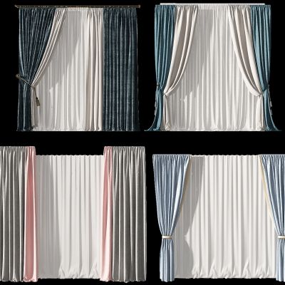 现代拼接窗帘布艺垂帘