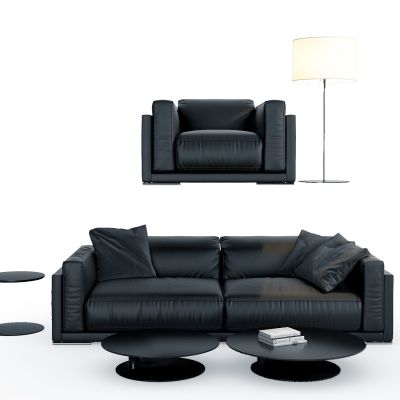 现代皮革办公沙发单人沙发