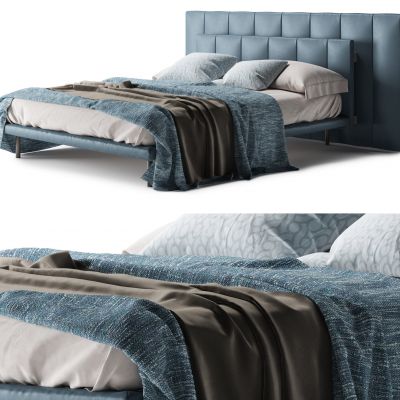 现代皮革双人床