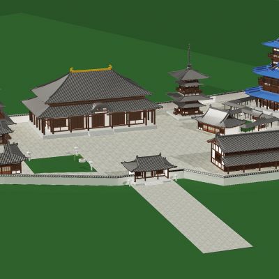 中式古建门楼塔楼