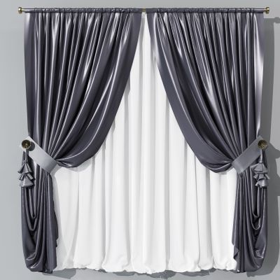 现代布艺窗帘组合