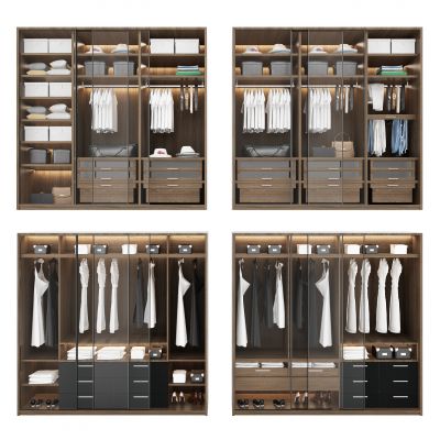 现代玻璃门衣柜组合