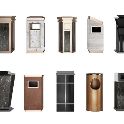 现代金属大理石公用垃圾桶