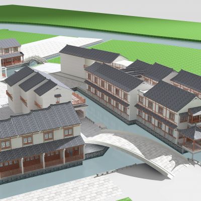 中式古建筑村庄3D模型