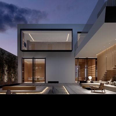 现代别墅庭院景观茶室茶桌椅