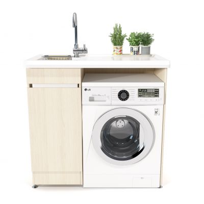 现代阳台洗衣机洗手台组合