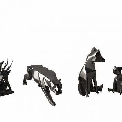 北欧几何动物雕像组合