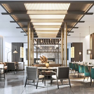 新中式酒店餐厅大堂吧