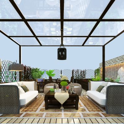 现代东南亚景观阳台