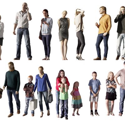 现代多人人群女人小孩男人