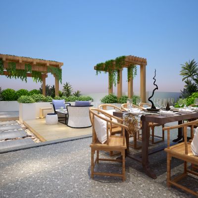 中式景观庭院阳台木廊架凉亭