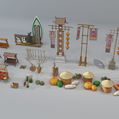 现代农家乐度秋千摇椅吊椅牌楼