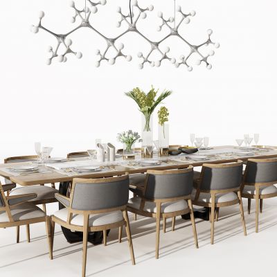 新中式餐桌椅吊灯餐具