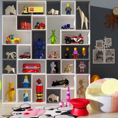 现代儿童玩具置物架组合变形金刚乐高玩具组合