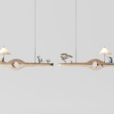 新中式禅意实木吊灯树枝干枝摆件