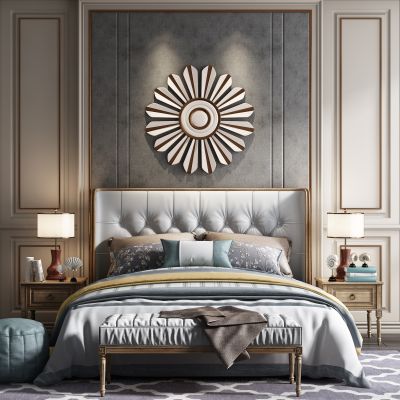 现代双人床组合