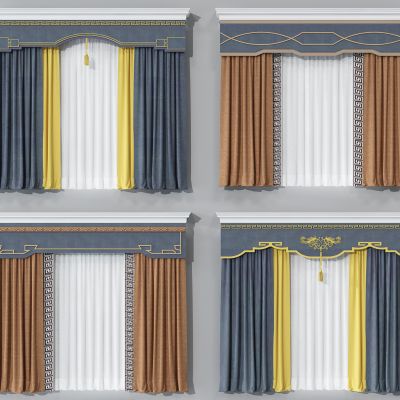 新中式窗帘帘头组合