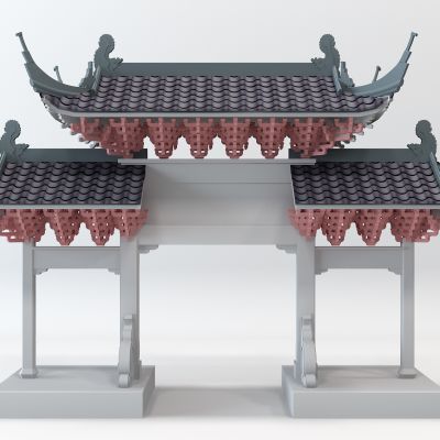 中式古建筑牌坊牌楼屋檐