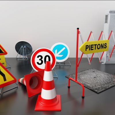 现代施工路障警示牌