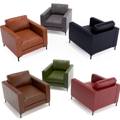现代单人办公皮革沙发