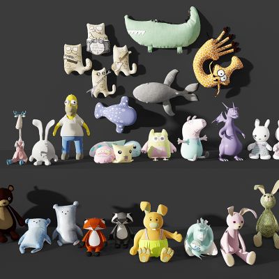 现代儿童毛绒玩具组合