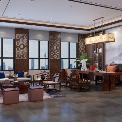 中式古典红木沙发书桌老板台家具