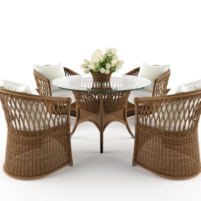 现代户外圆形餐桌椅组合