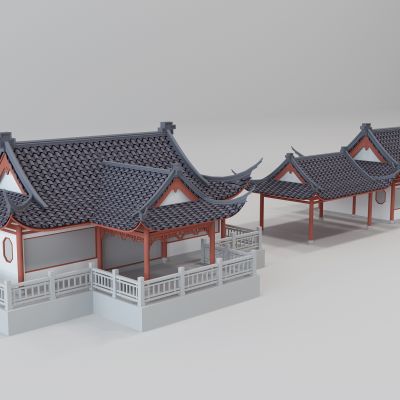 中式古建筑凉亭长廊