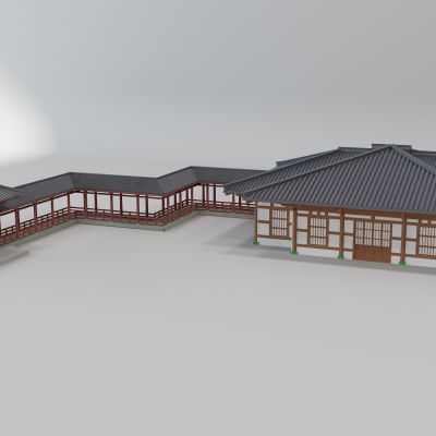 中式古建建筑l连廊3D模型