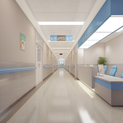 现代医院护士站走廊
