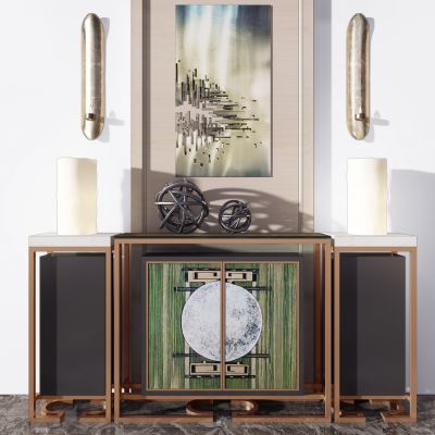 新中式玄关摆台装饰柜摆件