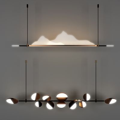 新中式长条山脉造型吊灯