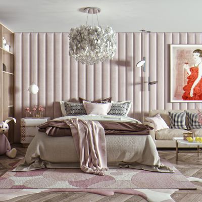 现代女儿房儿童床床头柜