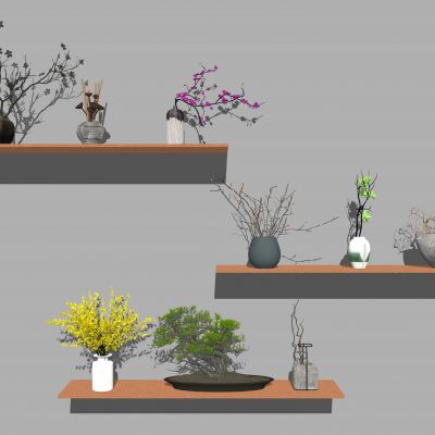 现代花瓶 绿植 摆件