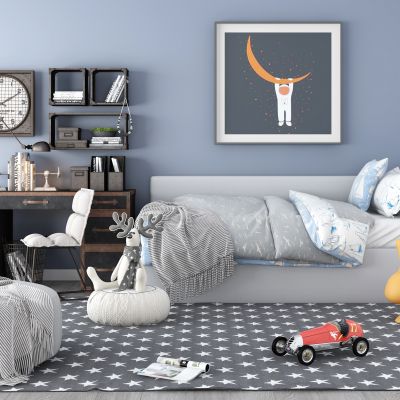 工业风儿童沙发床书桌椅