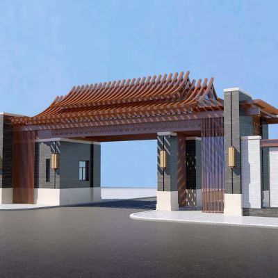 新中式木梁结构入口大门