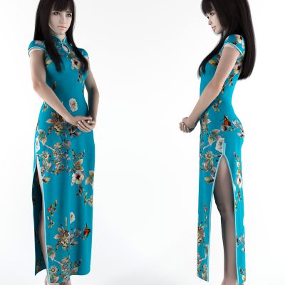 现代旗袍女装服装模特人物模特