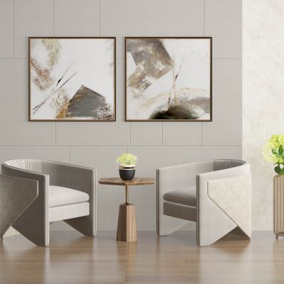 现代单椅边几组合