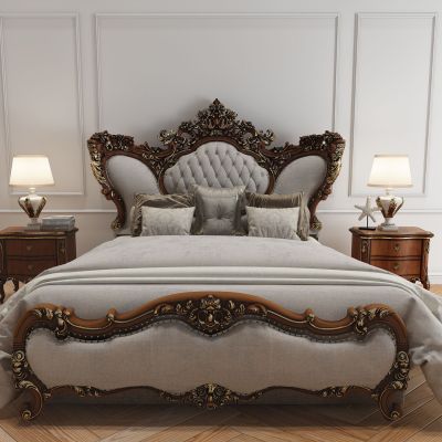 现代雕花床